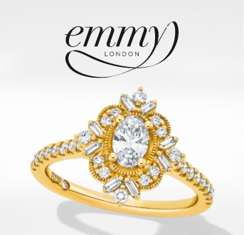 Emmy Londonv-From renowned designer, Emmy Scarterfield. Each ring features a hidden diamond accent alongside her signature inside the shank.