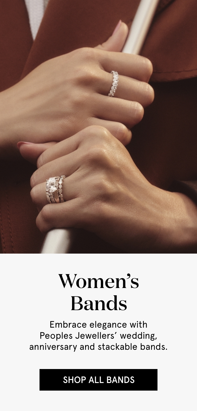 Womens Bands - Embrace elegance with Peoples Jewellers wedding, anniversary and stackable brands