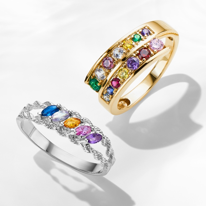 Mother's Rings - Engrave a special date or name and pair it with a meaningful birthstone for a family ring that keeps the ones she loves close.