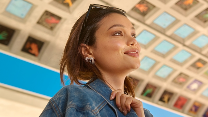 Woman wearing gorgeous jewelry from KAY