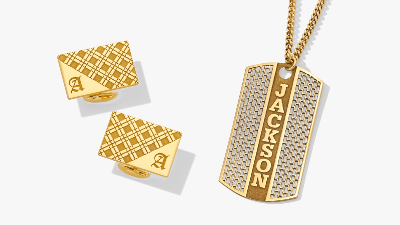 Men's Personalized Jewellery  - Make it unique with men's personalized jewellery and accessories like cuff links and tie bars. 