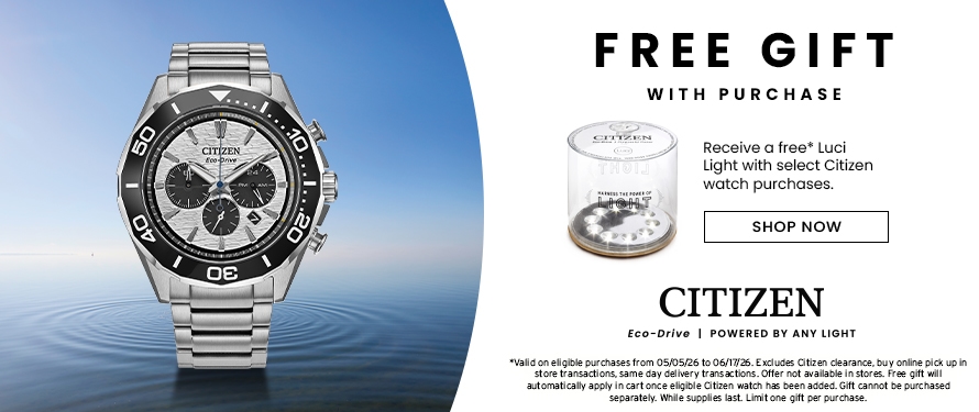 FREE GIFT WITH PURCHASE Receive a free Lumin Light with select Citizen watch purchases. SHOP NOW CITIZEN Eco‑Drive | Powered by Any Light