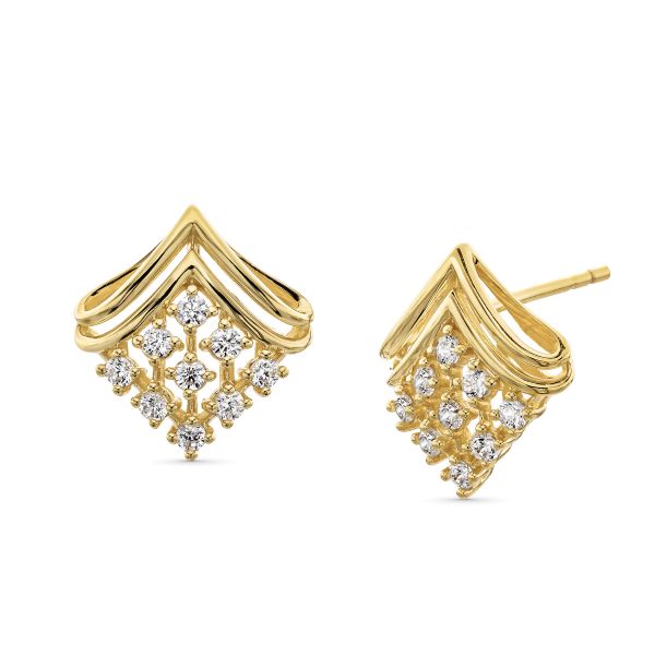 0.30 CT. T.W. Certified Lab-Grown Diamond Motif Stud Earrings in 18K Gold